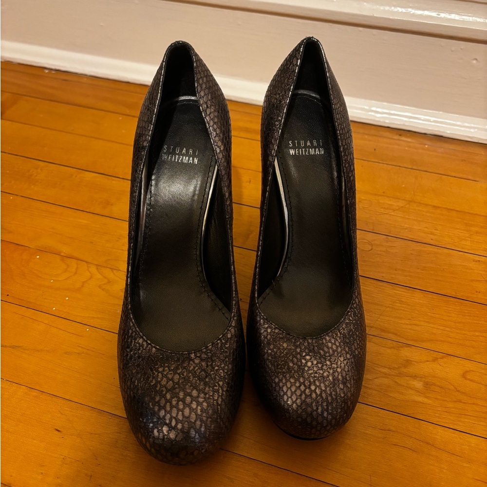 Stuart Weitzman Brown Snakeskin Pumps